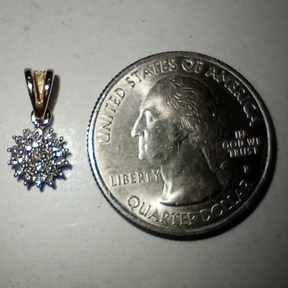 14Kt Two-Tone Gold ¼-Carat Diamond Cluster Pendant - Picture 2 of 4